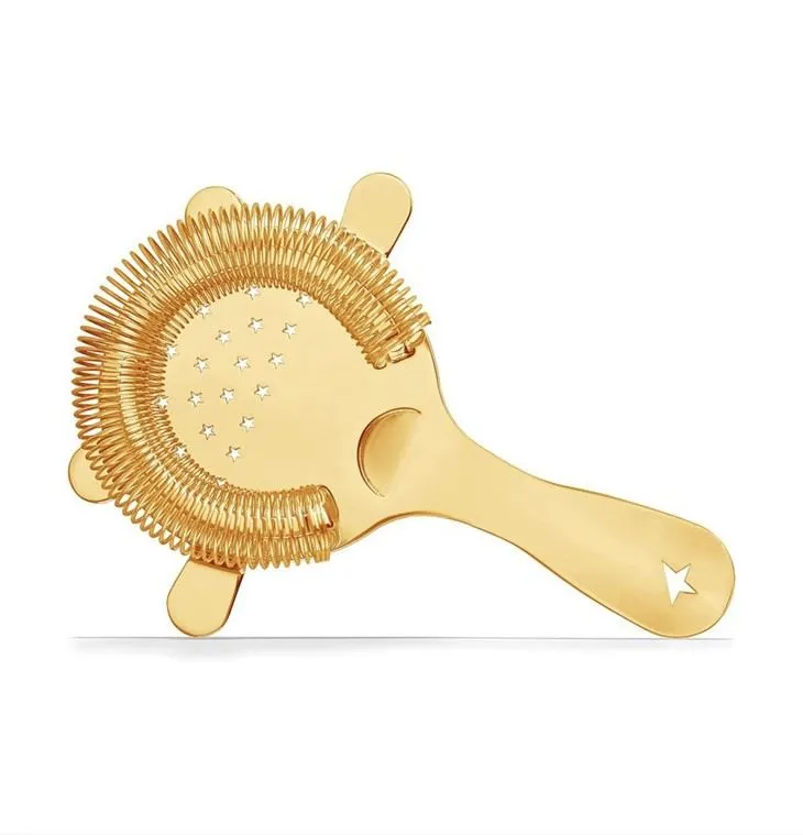 Stainless Steel Gold Cocktail Strainer 4 Prong